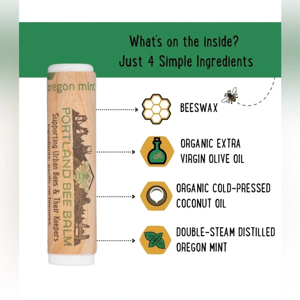 Portland Bee Balm 3 Pack - Rose Garden, Unscented and Oregon Mint Cruelty Free
